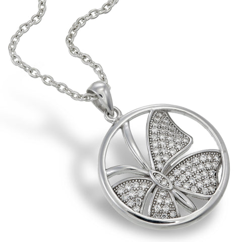 Meadow White Butterfly Pendant